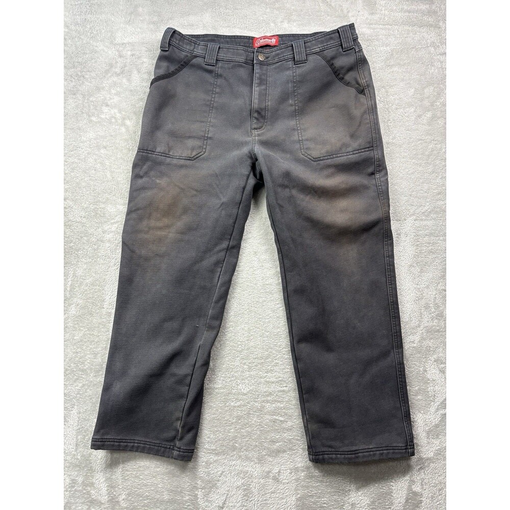 Coleman Men’s Fleece Lined Work Pants 38x30 Black Distressed Wear
